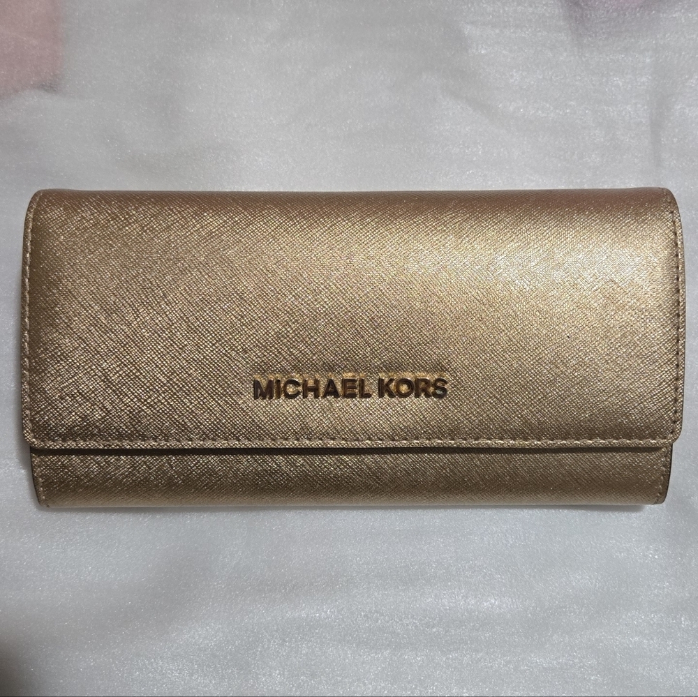 Michael Kors Gold Saffiano Leather Wallet